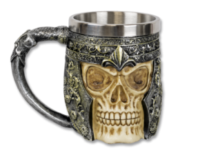 TAZA DECORACIÓN CASCO CALAVERA RESINA 12 CM.  COD: 39032