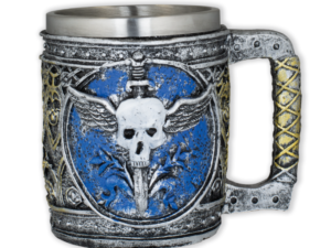 TAZA DECORACIÓN CALAVERA ALADA RESINA 11 CM.  COD:  39609