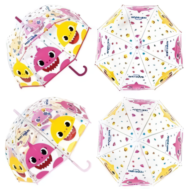 PARAGUAS BABY SHARK 48/8 TRANSPARENTE EVA BURBUJA