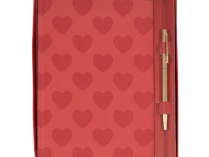 SAN VALENTÍN: LIBRETA CON BOLÍGRAFO ENAMORADOS “AMOR” ROJA CON CORAZONES