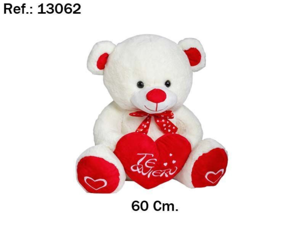 SAN VALENTÍN: PELUCHE OSO CORAZÓN PIES ROJOS “TE QUIERO“
