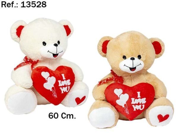 SAN VALENTÍN: PELUCHE OSO CORAZÓN “LOVE YOU“ 60 cm