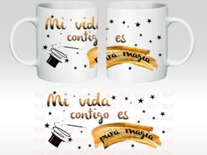 SAN VALENTÍN: TAZA CERÁMICA “BRILLO PURA MAGIA” CON CAJA DE REGALO