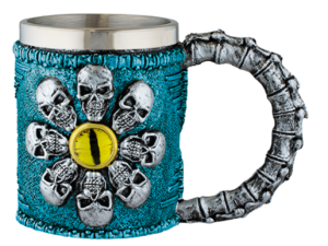 TAZA DECORACIÓN CALAVERAS OJO RESINA 12 CM.  COD:  39291