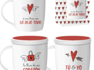 SAN VALENTÍN: TAZA CERÁMICA “CORAZÓN CON ALAS” TISANA AMOR CON CAJA DE REGALO