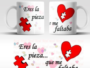 SAN VALENTÍN: TAZA CERÁMICA “ERES LA PIEZA QUE ME FALTA” CON CAJA DE REGALO