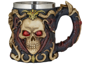 TAZA DECORACIÓN GOTHIC SKULL TOLE RESINA 12 CM.  COD: 39612