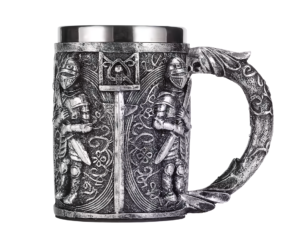 TAZA DECORACIÓN GUARDIANES TEMPLARIOS RESINA 12 CM.  COD: 39380