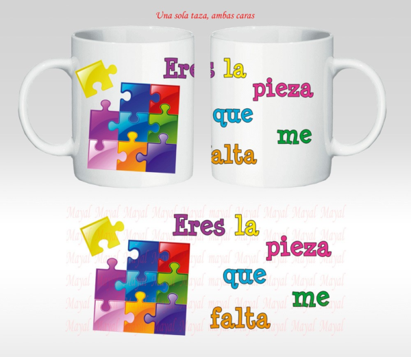 SAN VALENTÍN: TAZA CERÁMICA “PIEZA QUE FALTA” CON CAJA DE REGALO