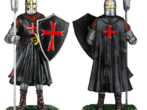 FIGURA RESINA CABALLERO TEMPLARIO NEGRO LANZA-ESCUDO 8 CM COD: 39519