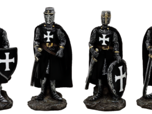COLECCIÓN DE FIGURAS RESINA CABALLERO TEMPLARIO NEGRO.  COD: 39456