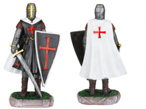 FIGURA RESINA CABALLERO TEMPLARIO ESPADA-ESCUDO NEGRO 18 cm.  COD: 39530