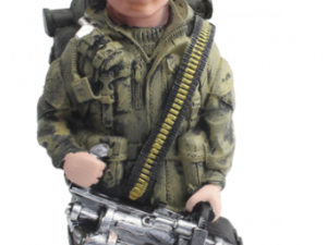 FIGURA DE RESINA AMERICAN CORPS SOLDADO AMETRALLADORA 29 CM COD: 39434