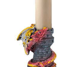 FIGURA DE RESINA SOPORTE DE VELAS CON DRAGON 10 CM COD: 39560