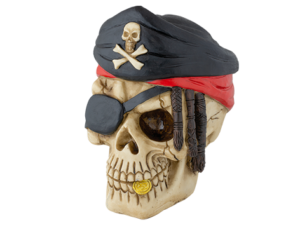 FIGURA DE RESINA CALAVERA PIRATA 11 CM COD: 39378