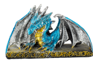 FIGURA DE RESINA DE DRAGON AZUL 15 X 9 CM COD: 39559