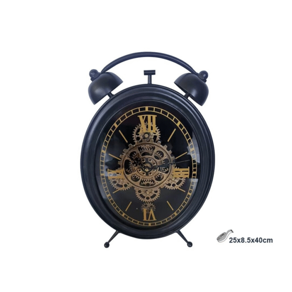 RELOJ MESA ANTIQUE OVAL NEGRO ENGRANAJES MOV. K202. CD:42683