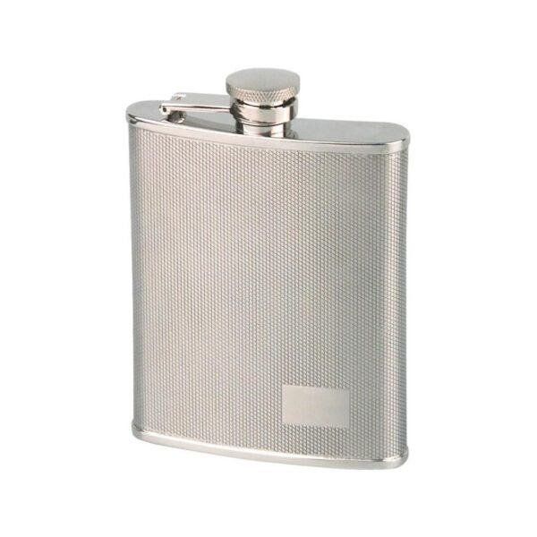 LICORERA METAL 6oz CROMADA GRABADA. CD: 41028