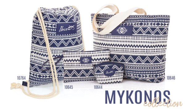 JUEGO DE VIAJE DE VERANO (Neceser, Monedero, Bolso y Bolsa) MYKONOS. COD: 10644-10645-10646-10764