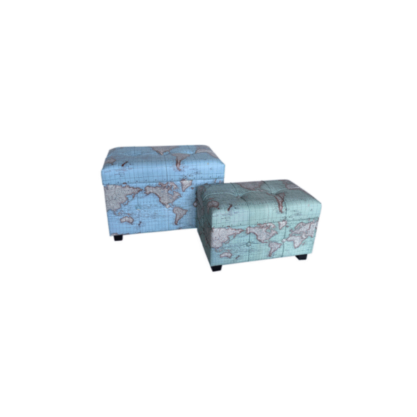 SET DE 2 BAULES DE ALMACENAJE DISEÑO DE MUNDO AZUL COD: 24854