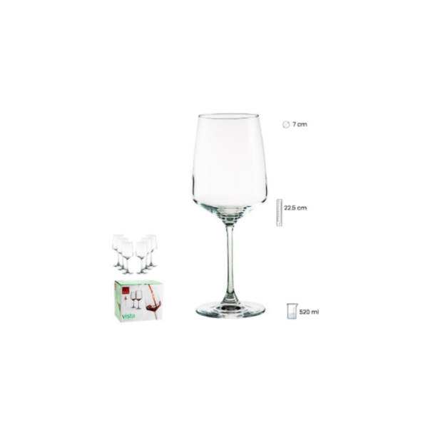 SET 6 COPAS VINO 520 ML VISTA COD: 0012493