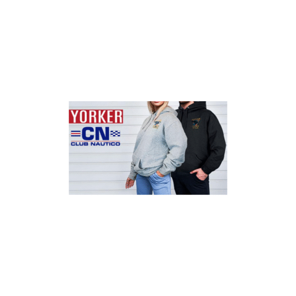 SUDADERA CON CAPUCHA UNISEX YORKER NEGRO CON IMPRESIÓN DIBUJO UNA PARTE EN TAMAÑO A4 CD: 1062011