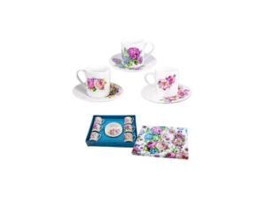SET 6 TAZAS PEQUEÑAS CON DISEÑOS DE FLORES COD: 0016454