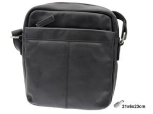 BOLSO CABALLERO MEDIANO PIEL NEGRO MG002  H:21CM. MOD 42857