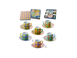 CUADRO ESCOCES SET 6 TAZAS PEQUEÑAS COD: 0005459