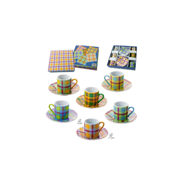 CUADRO ESCOCES SET 6 TAZAS PEQUEÑAS COD: 0005459