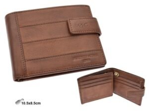 CARTERA AMERICANA BROCHE CACERES PIEL MARRON MG410  H:10.5CM. MOD 42837
