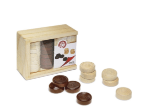 FICHAS DE DAMAS EN CAJA DE MADERA EC617 10X5 CM D: 2.5 CM