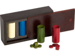 FICHAS PARCHIS MADERA NOGAL COLORES ANTIGUOS 20X11 CM