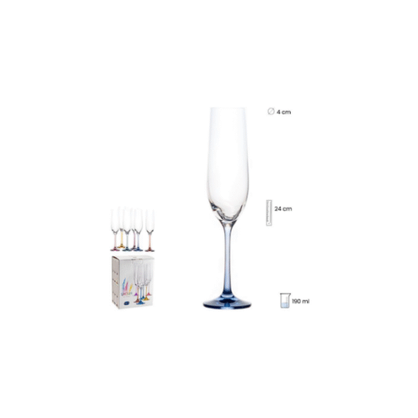 SET 6 COPAS CAVA 190 ML PIE COLOR SURTIDO COD: 0012345