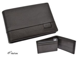 CARTERA AMERICANA PÑA ALMENDRO PIEL MARRON OSCURO  H:10CM. MOD 42844