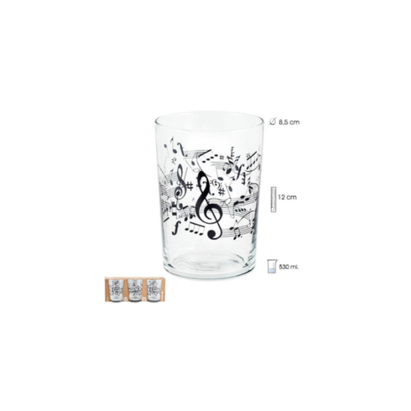 SET 3 VASOS GRANDES 530 ml DISEÑO MÚSICA COD: 0002501