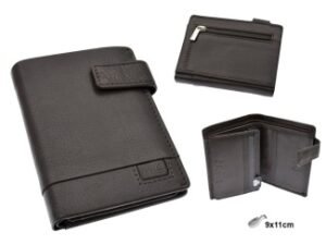 CARTERA CLASICA BROCHE ALMENDRO PIEL MARRON OSCURO H:11CM. MOD 42843