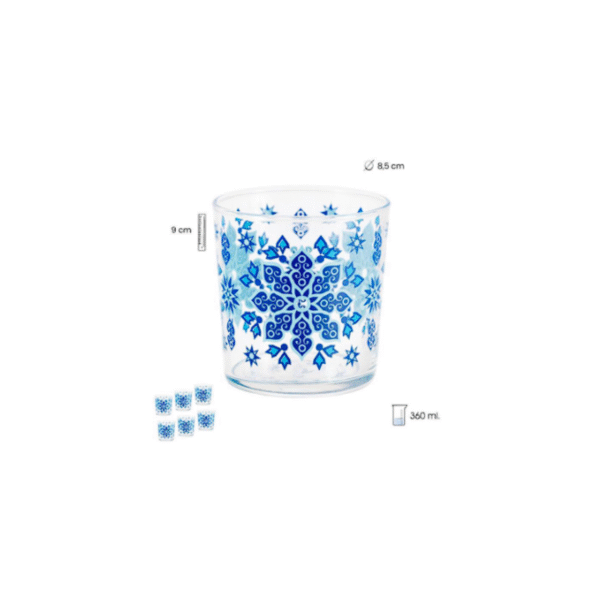 SET 6 VASOS PEQUEÑOS DISEÑO ARABESQUE COD: 0002509
