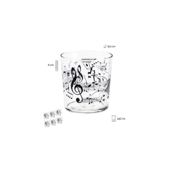 SET 6 VASOS PEQUEÑOS DISEÑO MÚSICA COD: 0002500