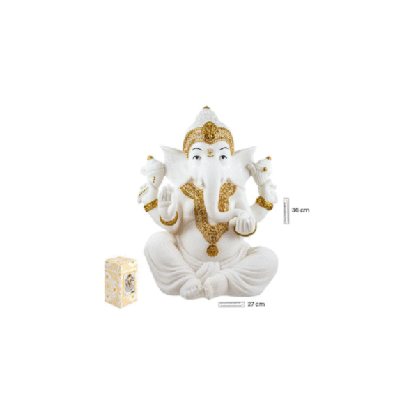 GANESHA SENTADA 36 CM BLANCO/ORO COD: 0023217