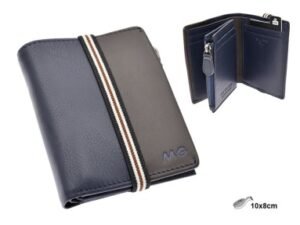 CARTERA CLASICA NARON CREMALL.PIEL MARINO/MARRON E H:11CM. MOD 42848