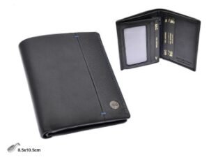 CARTERA CLASICA TENERIFE PIEL NEGRA PESP.AZUL MG50  H:11CM. MOD 42490