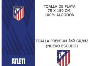 TOALLA DE PLAYA MODELO FUTBOL ATLETICO MADRID ATLETI NAVI. EN ALGODÓN.  MULTICOLOR. TAMAÑO 75x150. COD: 5286333-AZN