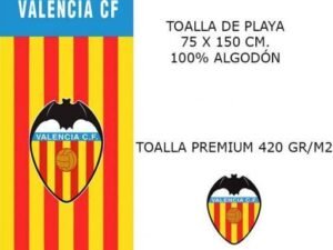 TOALLA DE PLAYA MODELO FUTBOL VALENCIA CF SEÑERA. EN ALGODÓN.  COLOR MULTICOLOR. TAMAÑO 75x150. COD: 5281710-AZN