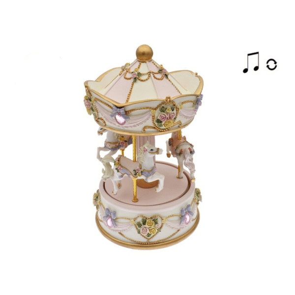 CARRUSEL MUSICAL PÑO. BLANCO/ROSA GJ109 11X11X19CM  COD 42694