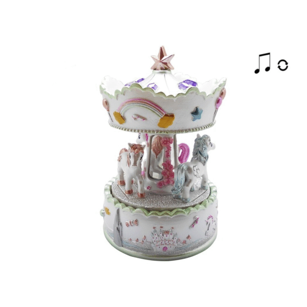 CARRUSEL MUSICAL PÑO. UNICORNIO BLANCO 12X12x17CM COD 42697