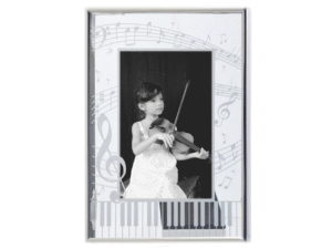 PORTA FOTOS MUSICA PLATA ESPEJO 15X20 J019.  COD: 41548