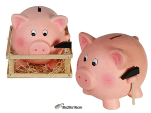 HUCHA TERRACOTA CERDITO ROSA C/MARTILLO OB011 18X2. CD: 42343