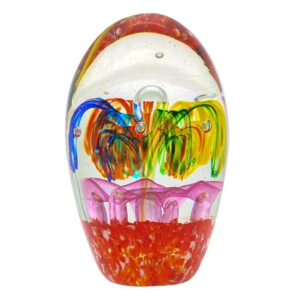 PISAPAPELES EN VIDRIO. MOD: FANTASÍA. MULTICOLOR. 8 X 8 X 13 CM. COD: 27943