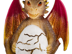 FIGURA DE RESINA DRAGON NARANJA CON HUEVO 8.5 cm.  COD: 39584